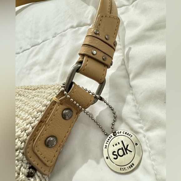 The Sak Sequoia Crochet Cream Rose Gold Hobo Elegant Shoulder Bag Bohemian Boho - Picture 5 of 16